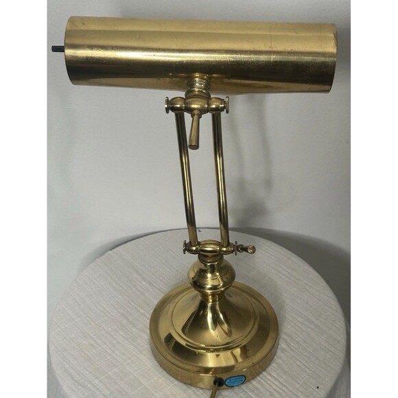 VTG Brass Bankers Piano Table Lamp Underwriters Lab Adjustable 13” - Picture 2 of 4